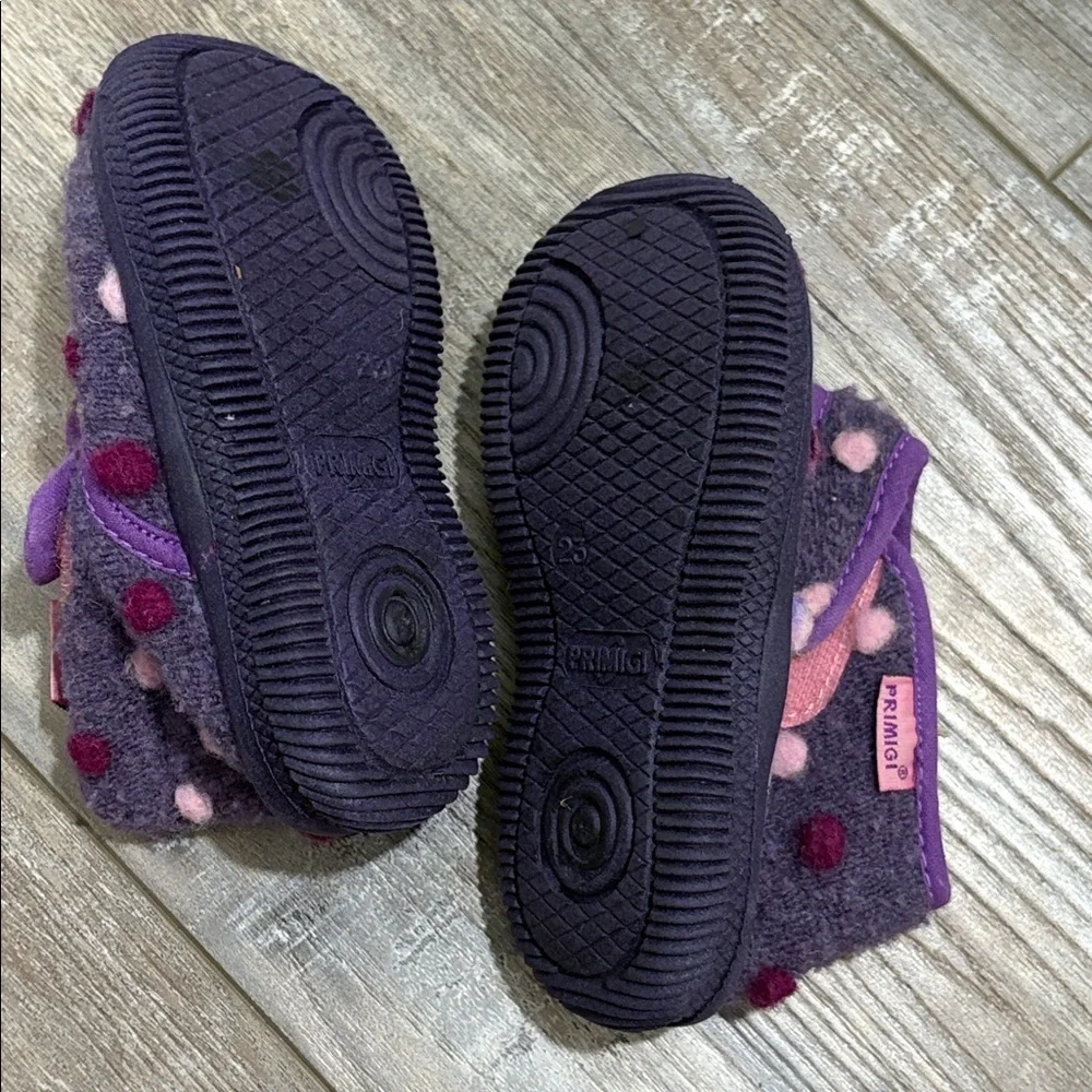 Primigi baby girls purple dotted wool booties size 23